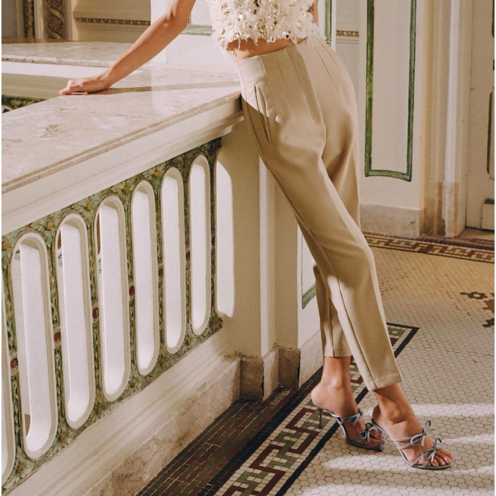 Zara High Waisted Taupe Pants